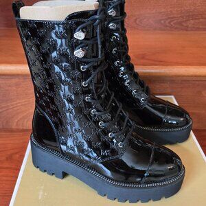 MICHAEL MICHAEL KORS Women's Bryce Logo LaceUp Lug Sole Combat Booties Black 6.5